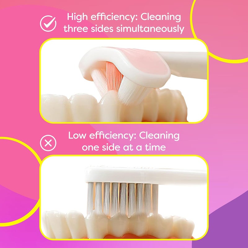Trueocity Extra Soft Toddler Toothbrush, Toddler Toothbrushes 1-2 1-3 2-4, Toothhugger High Efficient 3 Sides Baby Toothbrush 12 Months and Up, Infant Training Brush, Sensory Oral Care Set (3 Pack) - Image 4